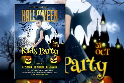 Halloween Kids Party Flyer or Poster Graphic by Tebha Workspace · Creative Fabrica