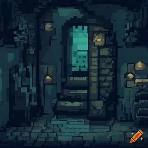 Background, dungeon, 2d, pixel art, 1200x700 on Craiyon