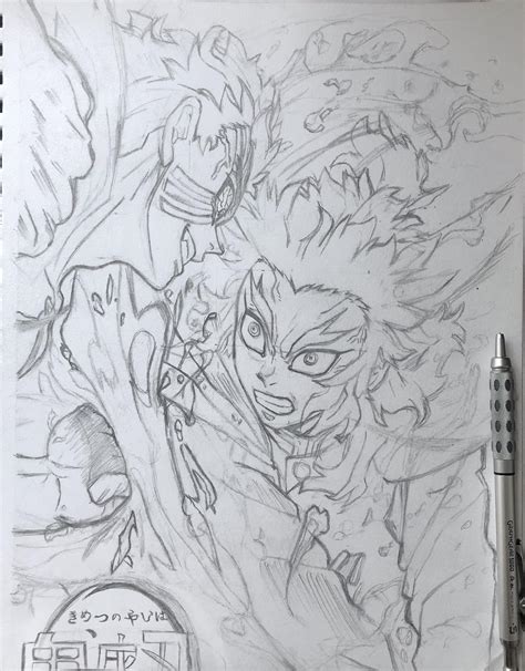 Rengoku VS Akaza poster sketch, enjoying drawing this so far🔥😊 : r ...