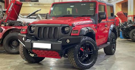 This modified Mahindra Thar with new bumper looks off-road ready