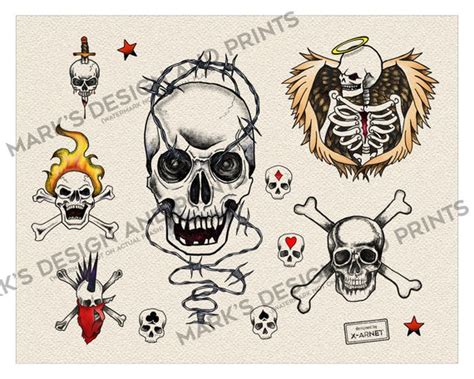 Skull Tattoo Flash Sheets