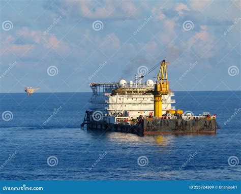 Offshore Accommodation Barge To Serve As an Offshore Hotel To Personnel and Crew. Stock Image ...