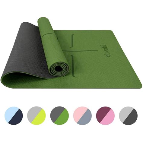 ATIVAFIT Non Slip TPE Yoga Mat Eco Friendly Exercise & Workout Mat with Carrying Strap Types of ...