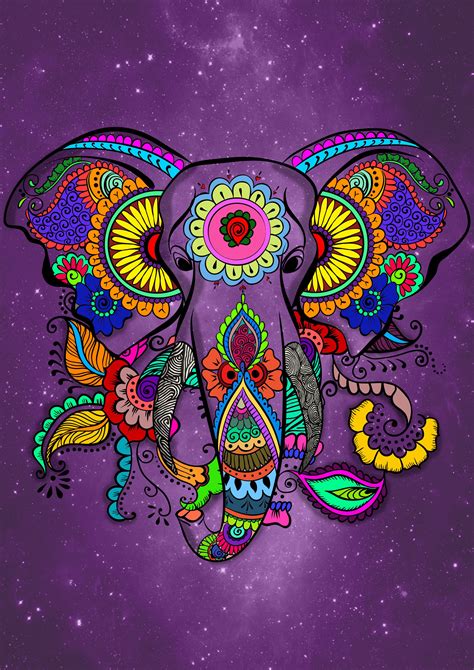 Colorfull elephant painted by me :) Daniela Goachet Elefante colores mandala #elephant #design # ...