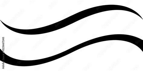 Curved calligraphic line strip, vector, ribbon like road element of calligraphy gracefully ...