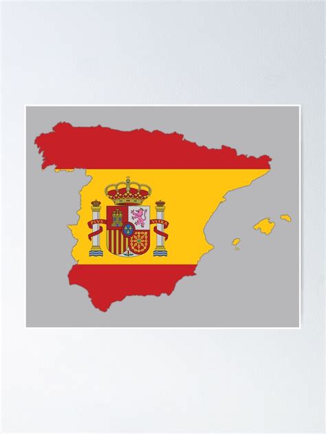 "Flag Map of Spain, Spanish Country Map Outline with National Flag Inside" Poster for Sale by ...