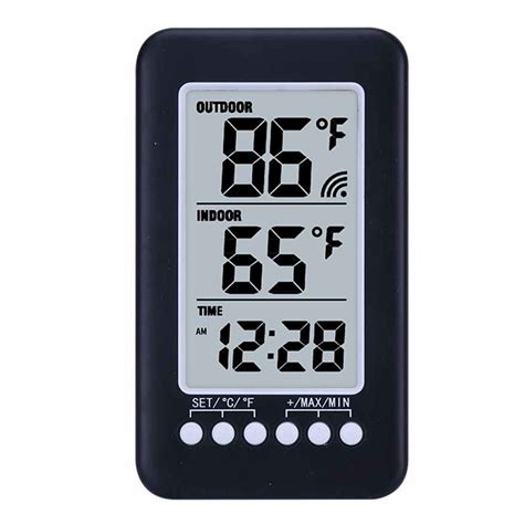 LCD Wireless Thermometer Clock Indoor Outdoor Digital Thermometer Electronic Temperature ...