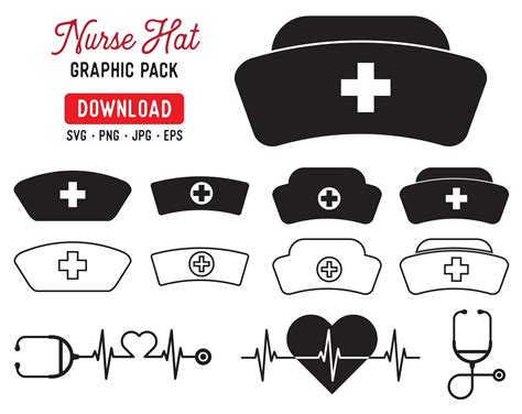 Nurse Hat Nursing, Medical Instant Digital Download Svg, Png, Dxf, And Eps Files Included ...