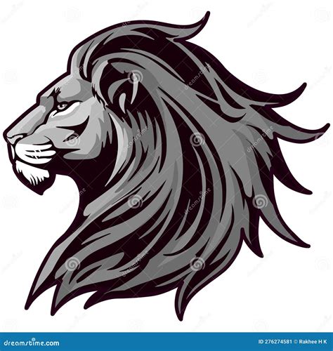 Lion Face Vector Illustration. Wildlife Mammals. Color and BW Stock Vector - Illustration of ...