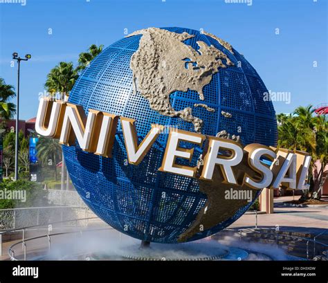 Globe at the entrance to Universal Studios attraction, Universal Orlando Resort, Orlando ...