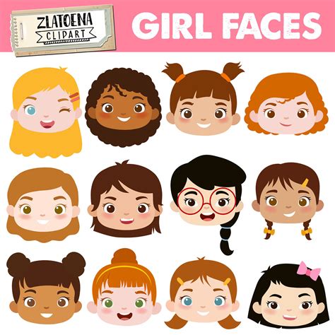 Cute Girl Faces Clipart Kids Faces Digital Clipart Cute Kids - Etsy