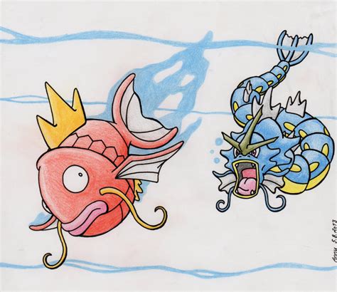 Magikarp and Gyarados by NuudeliPannu on DeviantArt