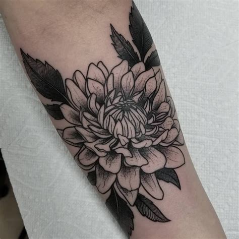 Black Dahlia Flower Tattoo