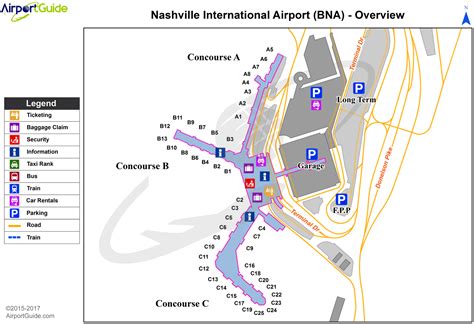 Nashville - Nashville International (BNA) Airport Terminal Map - Overview | Nashville map ...