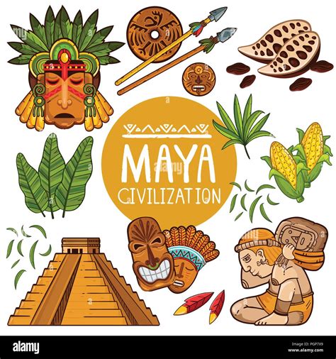 Set of icons for ancient Maya culture Stock Vector Image & Art - Alamy