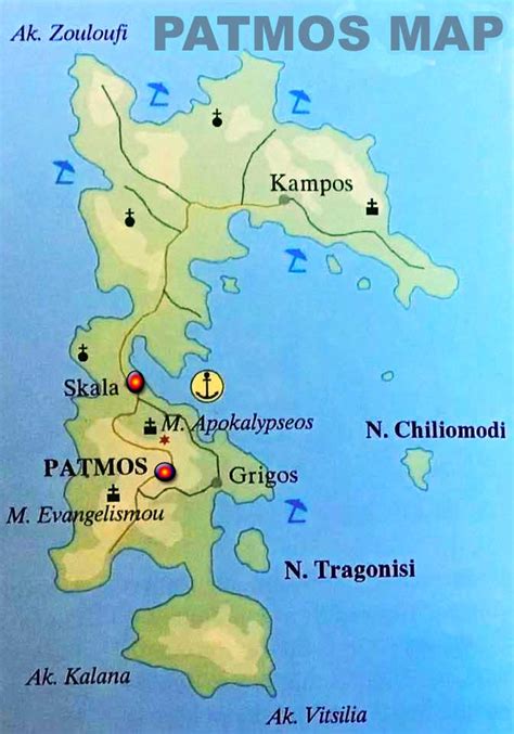 Map of Patmos. political and physical maps