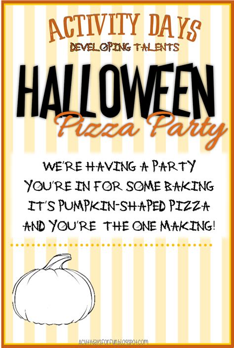 Primary Activity Ideas: Halloween Pizza Party Ingredient Labels + Invitation - Developing Talents