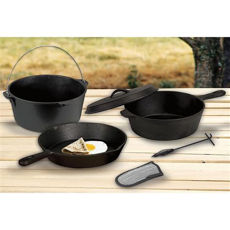 Stansport Pre-Seasoned Cast Iron Cookware Set, 6 Pieces - 159847, Cast Iron at Sportsman's Guide