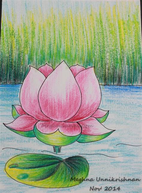 ‘Lotus’ Flower Painting using Plastic Crayons – Meghna Unni's Blog