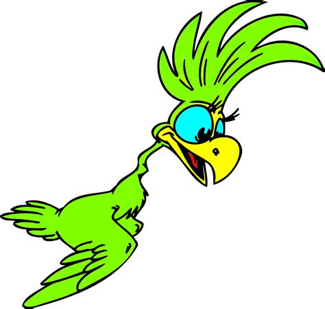 Clipart - Green Cartoon Parrot