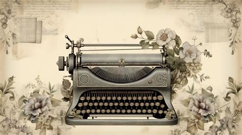 Premium AI Image | an old typewriter with a floral background