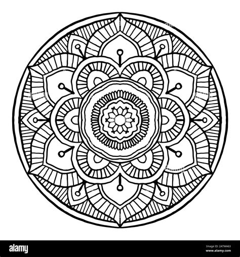 Outline Mandala decorative round ornament, can be used for coloring book, anti-stress therapy ...