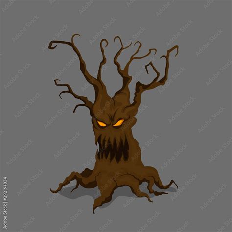 Halloween tree in cartoon style. Fantasy monster in isometric view ...