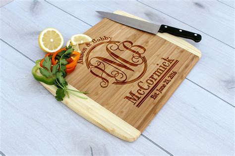 Buy Hand Made Personalized Cutting Board, Engraved Cutting Board, Custom Wedding Gift --Cb-Bam ...