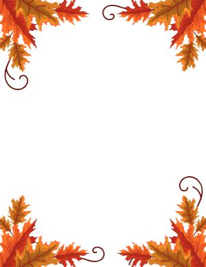 Printable Fall Oak Leaf Page Border