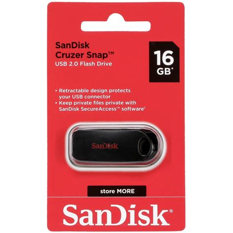 Original SanDisk Cruzer Snap 16GB Black USB 2.0 Flash Drive (SDCZ62-016G-G35) - 16GB Flash Drive ...