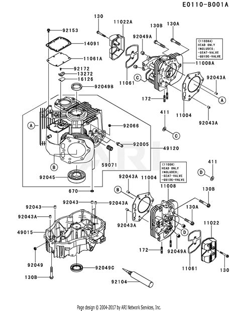 Kawasaki FX850V-AS25 4 Stroke Engine FX850V Parts Diagram for CYLINDER ...