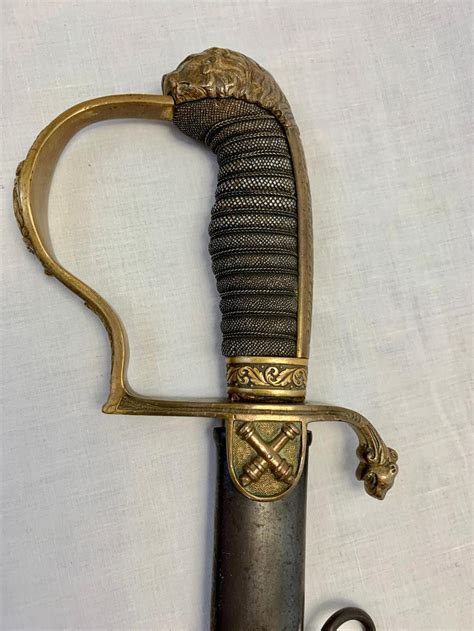 Sold at Auction: Gold & Damascus German Artillery Sword