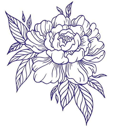 Outline Peony Tattoo Design