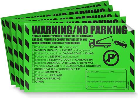 Amazon.com : Parking Violation Stickers for Cars (Fluorescent Green) - 10 Illegal Warning ...