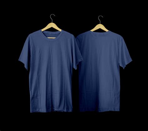 Short-sleeved blue t-shirts for mockups. plain t-shirt with black background for design preview ...