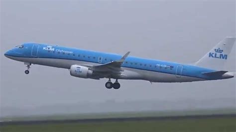 KLM Cityhopper's newest Embraer 190 lands at Schiphol. KLM Cityhopper