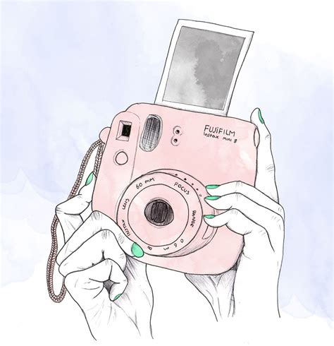 Fujifilm instax mini illustration - ink & watercolour | Camera drawing, Cute drawings, Instax mini 8