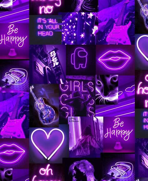 Neon Purple Aesthetic Collage Kit 6x4 And 4x4 Inches Pack Of 25-200 ...