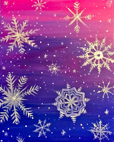 Learn to paint Snowflakes at Sunset