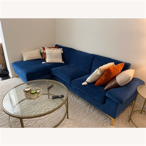 Modern Velvet Fabric Sectional Sofa - AptDeco