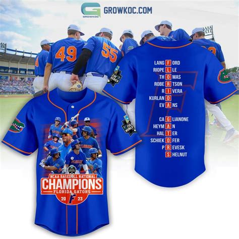 2023 NCAA Baseball National Champions Florida Gators Baseball Jersey - Growkoc