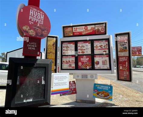 Augusta, Ga USA - 03 27 22: Krystal Burger fast food drive thru menu ...