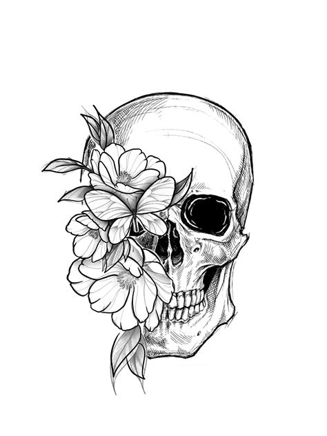 Pin by eduardo ornelas on Works | Feminine skull tattoos, Floral skull tattoos, Skull tattoo flowers