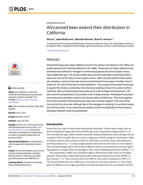 (PDF) Africanized bees extend their distribution in California