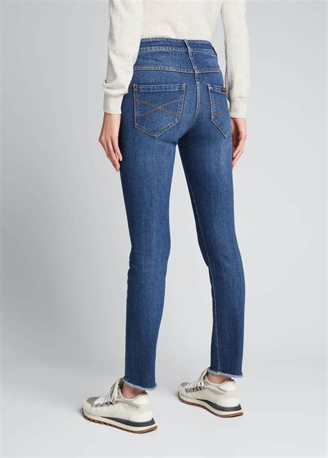 Brunello Cucinelli Skinny Raw-Edge Denim Jeans - Bergdorf Goodman