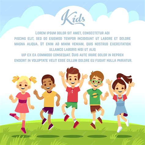 Premium Vector | Happy school kids, fun friends jumping and playing ...