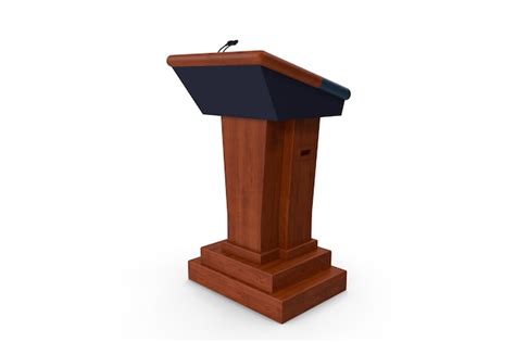 Premium Photo | A wooden podium with a microphone on it.