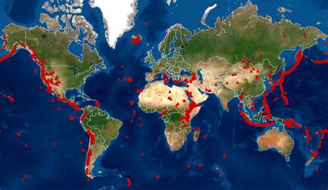 Volcanoes world map - World in maps