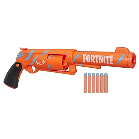 Nerf Fortnite 6-SH Dart Blaster -- Camo Pulse Wrap, Hammer Action Priming, 6-Dart Drum, 6 Nerf ...