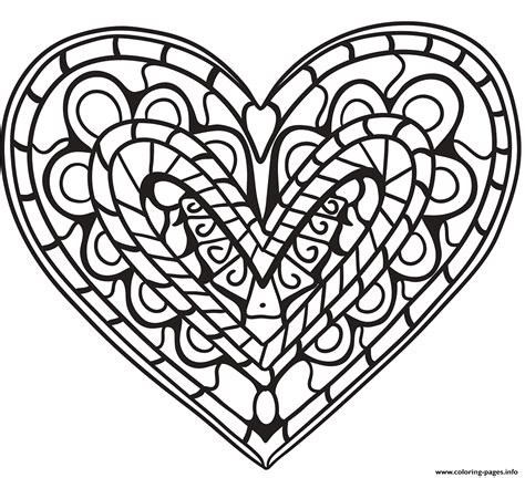 Heart Zentangle Coloring page Printable